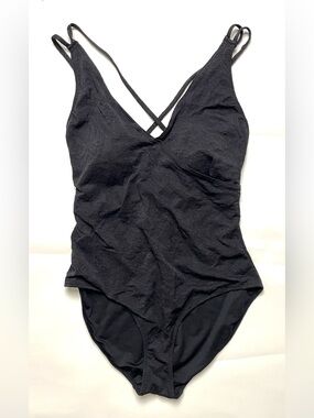 Tropical Escape Black Textured One-Piece